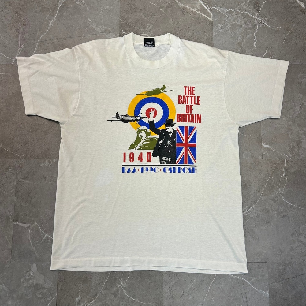 90s Vintage Battle Of Great Britain Graphic Tee Mens XL Short Sleeve WWII Shirt